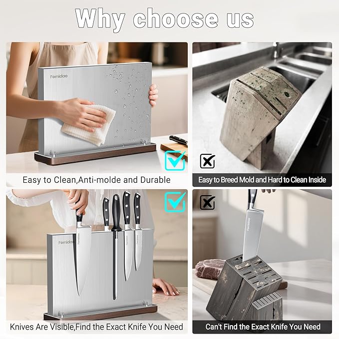 6 Pieces Knife Set with Magnetic Block,Ultra-Sharp High-carbon Steel Kitchen Knife Set, Professional Knife Block Set with Ergonomic Handle and Sharpener