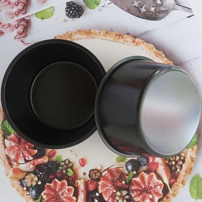 LoveDeal Muffin Pan Individual, 6Pcs Jumbo Muffin Tin Set, Nonstick Round Cupcake Pan for Baking Muffins, Popover, Egg Tarts, Quiche - Carbon Steel, Black