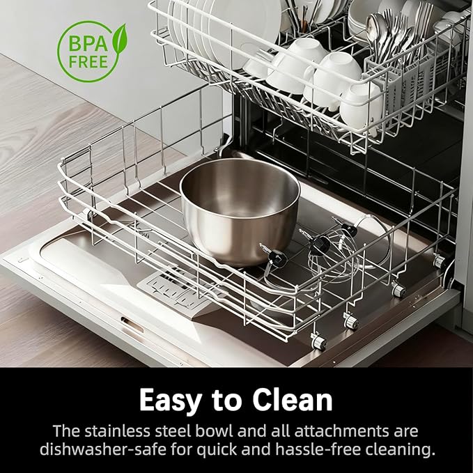 CKEMU Stand Mixer, Compact & Space-Saving, Stainless Steel Bowl, Unique & Playful Design, Effcient Motor, Dishwasher-Safe Attachments, SM-2549A (Panda)