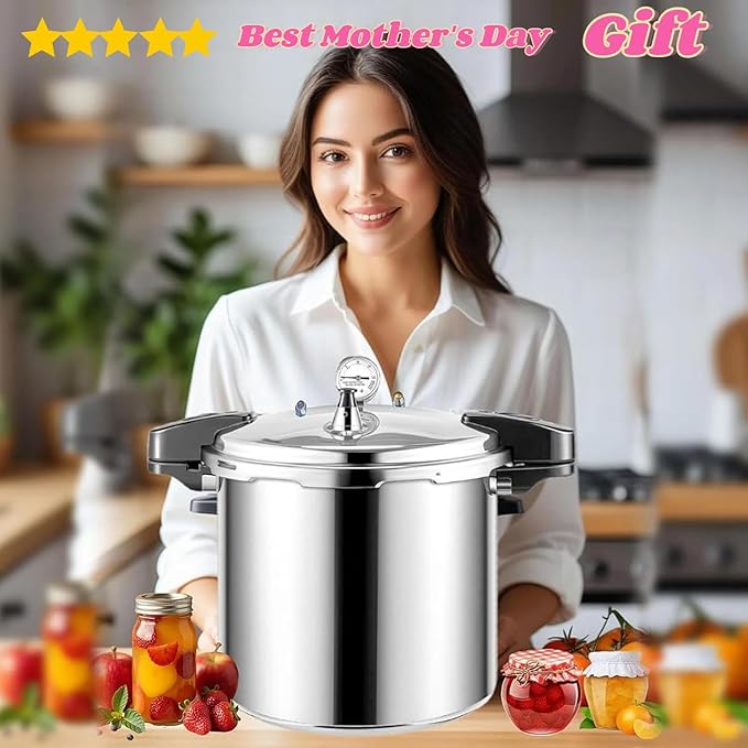 KILOGORGE 24 qt Pressure Canner,Canning Pressure Cooker with Gauge,14.5PSI,Large Capacity Aluminum Pressure Canners for Compatibility Gas and Induction Cooktops