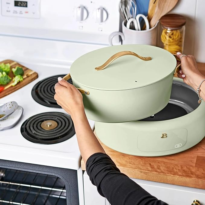 Beautiful 10-in-1 Electric MultiCooker 6 Quart - Programmable Slow Cooker, Sous Vide, Rice Cooker - Sleek Touch Timer & Delayed Start - Kitchen Appliance by Drew Barrymore (Sage Green)