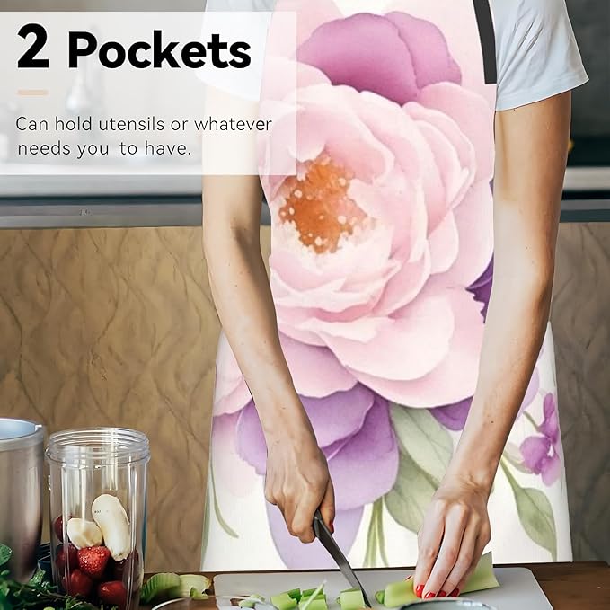 Popcorn Movie Apron,Adjustable Waterproof Oxford Fabric Kitchen Apron with 2 Pockets for Men and Women, Cooking, Baking, BBQ, Coffee Shop, Housewarming Gifts, 28x33 Inches
