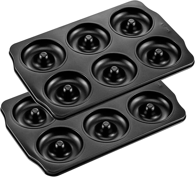 CHEFMADE Donut Pan, Nonstick 6 Cavity Ring Doughnut Pan for Baking, Set of 2