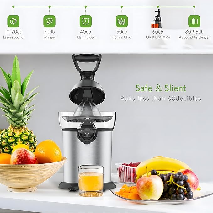ASLATT Electric Citrus Juicer Squeezer Stainless Steel, Orange Juicer Electric,Homemade Orange Juice Squeezer Machine, Detachable Design,Easy Clean