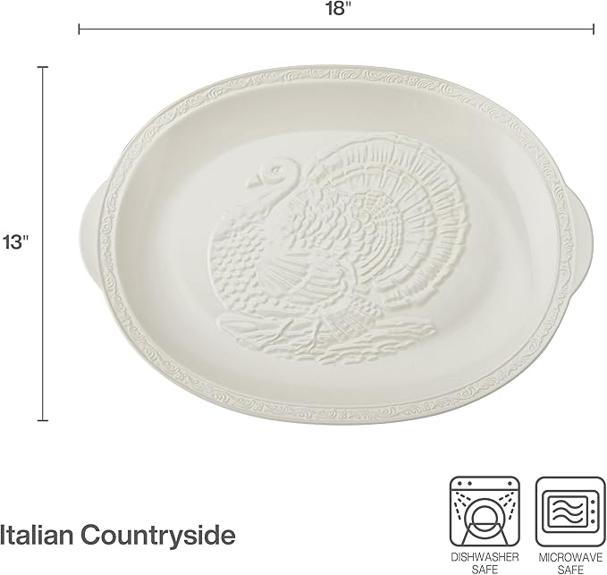 Mikasa Italian Countryside Thanksgiving Turkey Large Serving Platter, 18 Inch