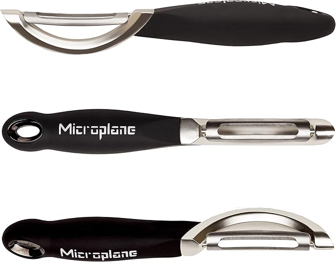 Microplane Stainless Steel Professional Swivel Peeler, Sharp Blade for Effortless Peeling of Hard Fruits and Vegetables, Kitchen Peeler for Home Cooks and Professional Chefs