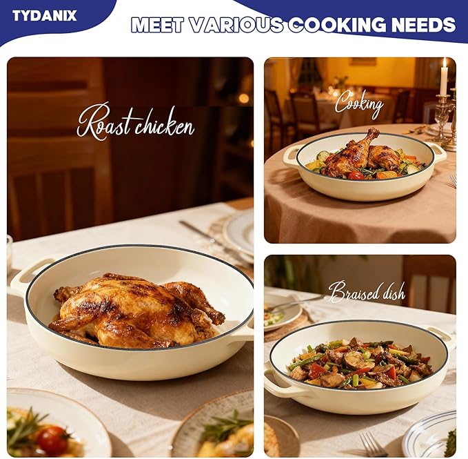 2-in-1 Multifunctional Enameled Cast Iron Dutch Oven, 6QT Loaf Pan with Dual Handles, Perfect for Baking Sourdough, Roasting, Braising & Stews, Oven & Stovetop Safe, Easy to Clean & Pre-Seasoned