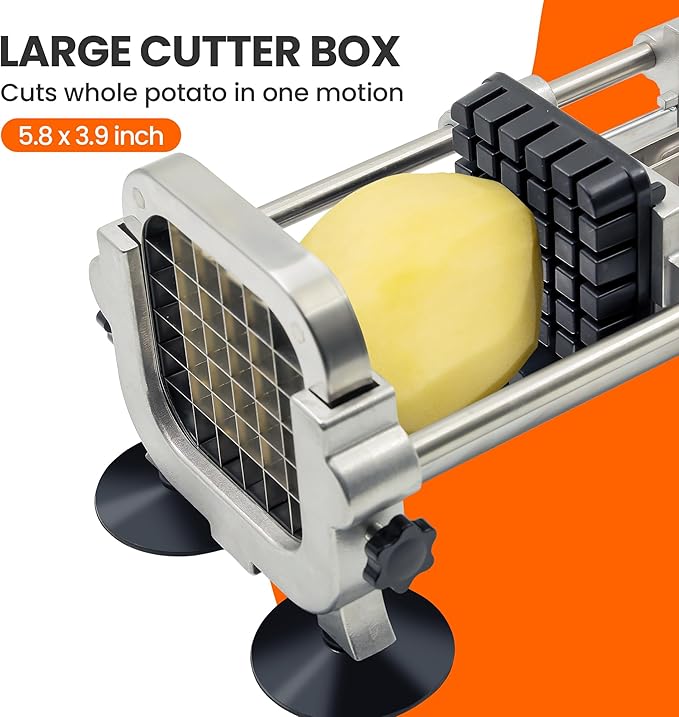 Tongdayi French fry cutter with two blades (1/2 inch and 3/8 inch), commercial stainless steel French fry slicer, suitable for whole potatoes, carrots, and cucumbers,fries cutter,potato slicer