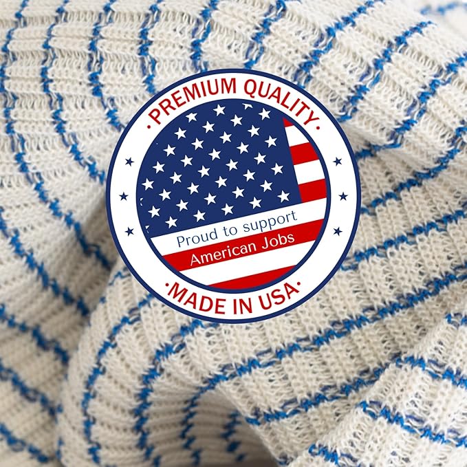 World's Best Kitchen Dish Cloths - Set of 12 Blue Dishcloths for Washing Dishes - Absorbent Poly Cotton Waffle Weave Dish Rags, Made in USA
