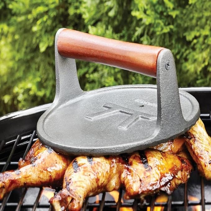 Outset Cast Iron, 8 x 8 x 3.25 inches, Round Grill Press