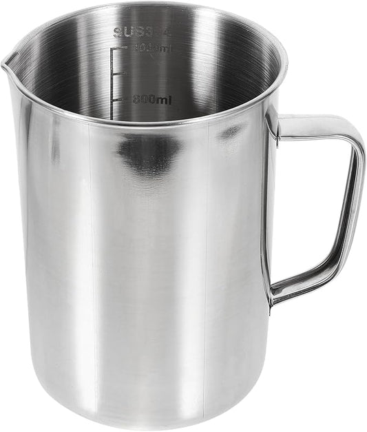 Veemoon Large Stainless Steel Measuring Cup, 1000ml/32OZ Metal Embossed Measuring Pitcher with Handle and Scale Coffee Milk Frothing Pitcher Latte Art Cup for Science Experiments Kitchen Liquid Mixing