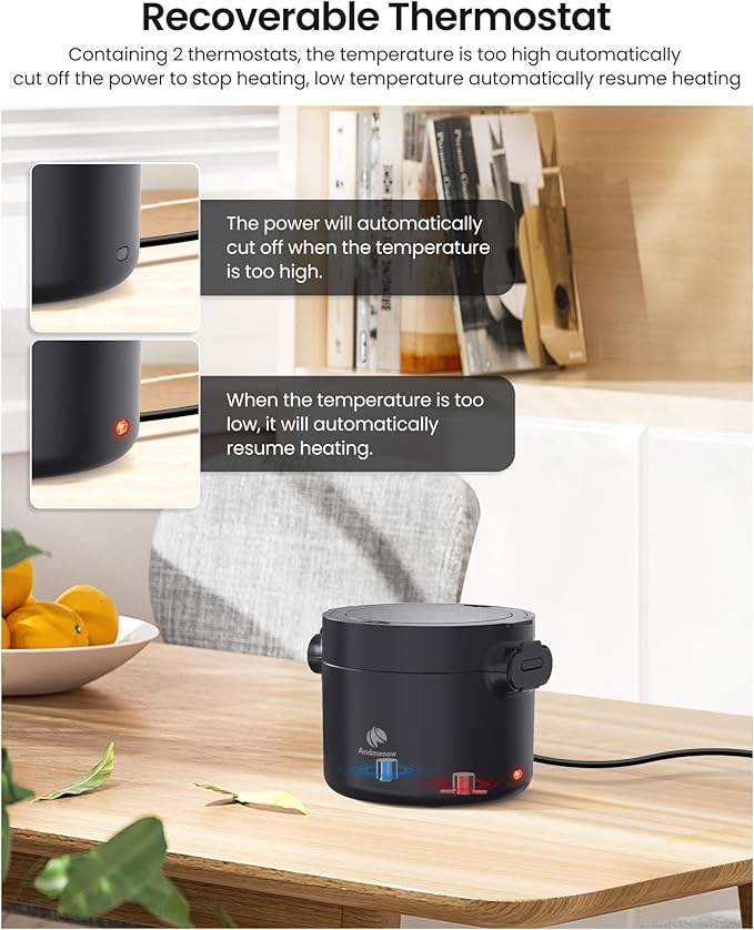 Portable Electric Lunch Box, 33 Ounce Food Warmer Cooker,12/24/110V Upgraded Heated Lunch Box for Car/Truck/Office Ideal Men & Women's Gifts,Warming Soup,Meal,Spill-Free,100W,Black