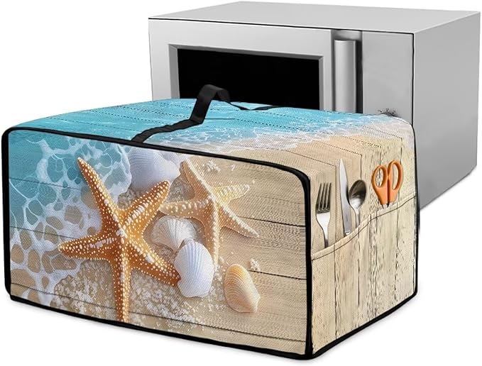 Doojoayie Starfish Toaster Oven Cover Coffee Print 6 Slice Bread Machine Dust Protector Universal Fit Dust-proof & Stain Resistant Covers for Kitchen Appliance Protection