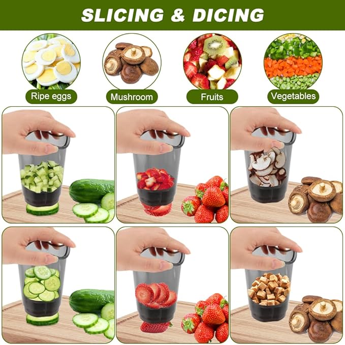 Fruit Slicer Cup, Strawberry Slicer with Stainless Blades, Detachable Fruit Slicers with Push Plate, Strawberry Cutter for Banana, Cucumber, Grape, Egg, Kitchen Gadgets