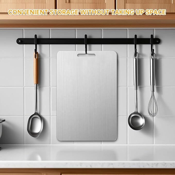 Titanium Cutting Board for Kitchen, 16''×11'' Double Sided Food-Grade Chopping Board for Cutting Meat Vegetable Fruit, Knife-Friendly & Dishwasher Safe for Kitchen