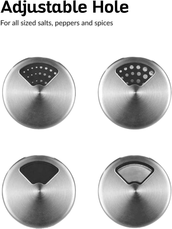Multi-Function Stainless Steel Salt & Pepper Shaker with Adjustable Sprinkler | Salt Dispenser for Coffee, Protein Powder, Herbs, Spices, Condiments, Baking, Powdered Sugar & Kitchen Essentials