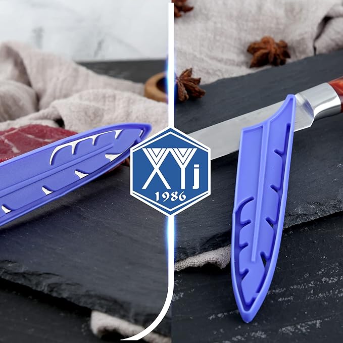 XYJ 2pcs/set Safety Knife Covers Sleeves Knives Edge Guard, Universal Knife Sheath, Paring, Utility Knife Case Blade Guards Protector Blue Kitchen Knife Cover Sleeve (For 5'' Utility Knife)