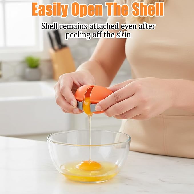 Egg Shell Opener, 3-Piece Stainless Steel Egg Opener Set for Hard Boiled and Raw Eggs, Efficient Egg Cracker Tool for Home Cooks and Baking Enthusiasts, 3 Colors
