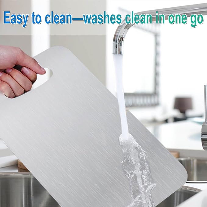 Titanium Cutting Board for Kitchen, 316 Stainless Steel Cutting Board Double-Sided Food-Grade Chopping Board Metal Durability Non Toxic Cutting Boards for Kitchen Cooking Outdoor, 9.8" * 14.2"