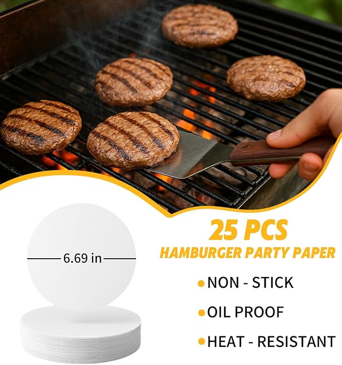 Smash Burger Press 6.7-Inch Round Cast Iron Grill Press with Ergonomic Silicone Handle – Heavy-Duty Bacon with Unique Burger Design for Even Grilling