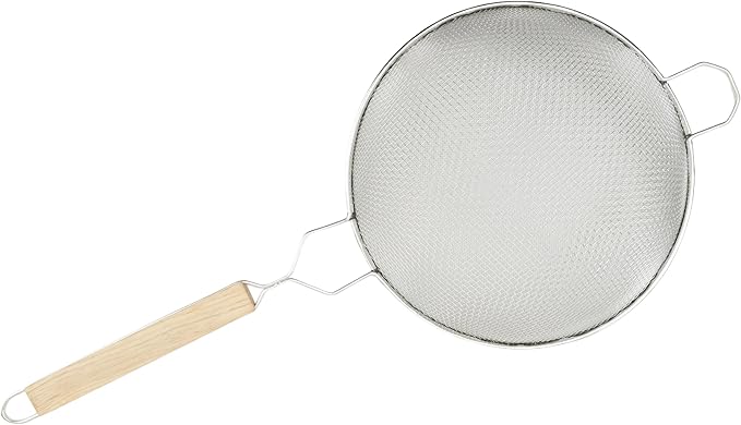 Winco Strainer, 10.25-Inch Diameter, Fine Double Mesh, Medium, Tin, Tan