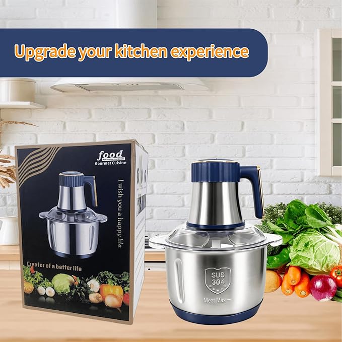 SPEHKAOO Food Processor,5-Speed Electric Food Chopper,Meat Grinder 5L(20Cups) with Two 6-Blade Sets,500W Powerful Vegetable Chopper Used for Dough Mixing,Meat, Nuts, Fruits, Garlic and Vegetables