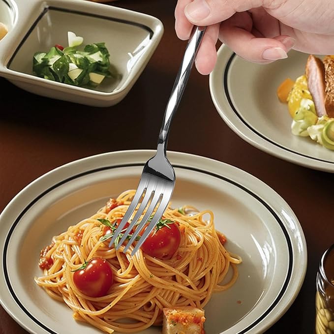 12-Piece Silverware Forks Set, Metal Forks Diamond Cut Design, Stainless Steel Forks Set of 12 Dishwasher Safe Flatware, Modern & Elegant for Everyday & Formal Dining