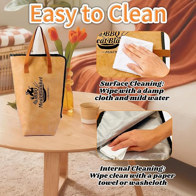 21in BBQ Blanket for Resting Meat Smoking Grilling Meat Insulated Bag for Turkey, Brisket, Beef & Pork Shoulder Reusable BBQ Accessories Gifts for Men, Dad