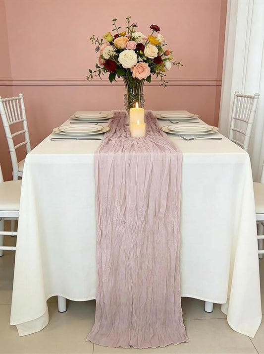 3 Pack Dusty Pink Cheesecloth Table Runner -17×120 Inch Gauze 10 FT Long Cheese Cloth Table Runners for Bridal Wedding Party Baby Shower Holiday Birthday Home Easter Decor (Dusty Pink, 3PC)
