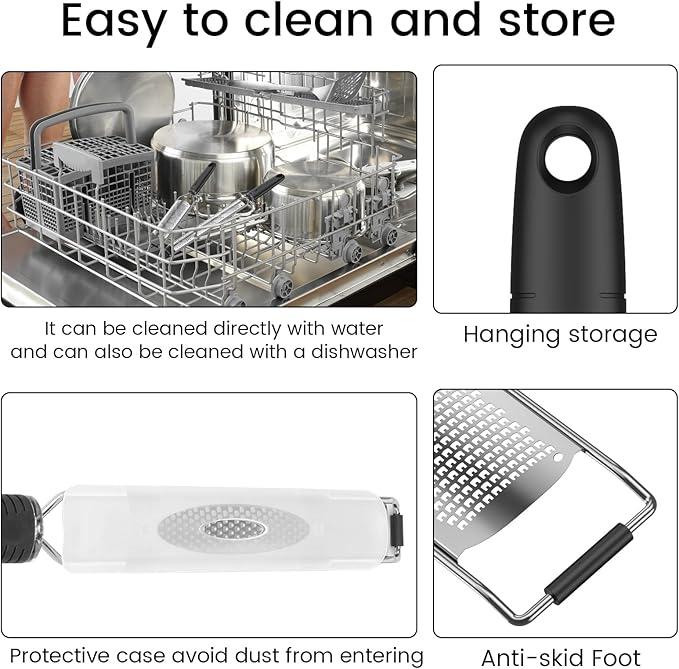 8Pcs Lemon Zester Tool, Heavy Duty Cheese Grater & Vegetable Grater, Stainless Steel Hand Grater for Ginger, Garlic, Nutmeg, Chocolate, Vegetables, Fruits, Cheese Shredder