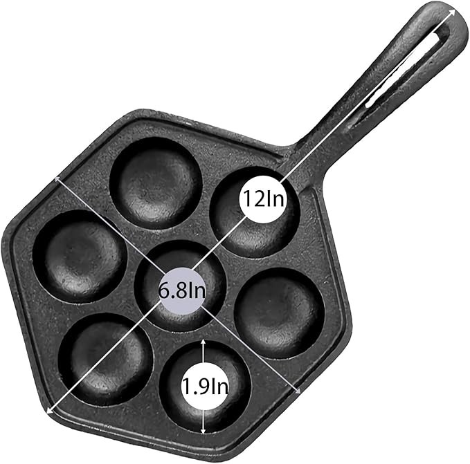 WUWEOT Nonstick Aebleskiver Pan, Cast Iron Takoyaki Griddle Stuffed Pancake Maker for Making Munk, Pancake Balls, Poffertjes, Puffs, Takoyaki, Banh Khot, Thai Kanom Krok