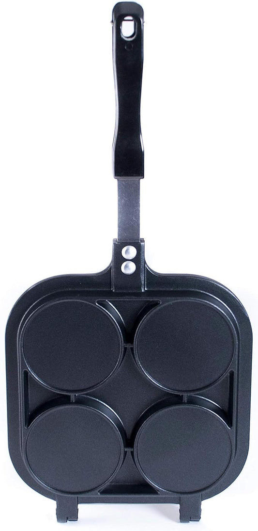 Happy Sales HSOB-YKP4B, Japanese Obanyaki Pan, 3 Inch Diameter Stuffed Pancake Toaster Nonstick Aluminum Pan