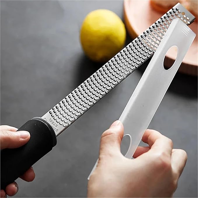 Lemon Zester Cheese Grater Stainless Steel Fine Blade Ginger Chocolate Citrus Fru Kitchen Cooking Tools(Yellow Handle)