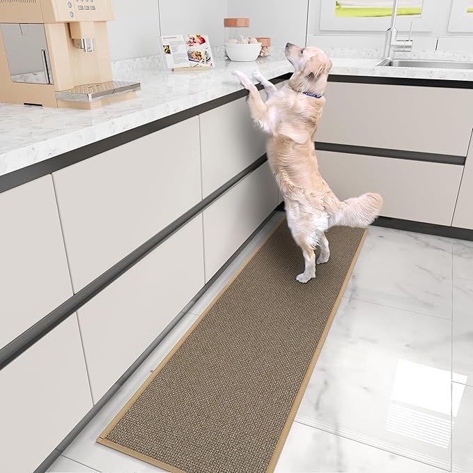 Kitchen Rug, Rubber Non Slip Kitchen Rugs Washable, Absorbent Runner Mat for Floor, Machine Washable Standing Mats for in Front of Sink, Door, Laundry, Entryway, Hallway (Brown, 71" × 17.3")