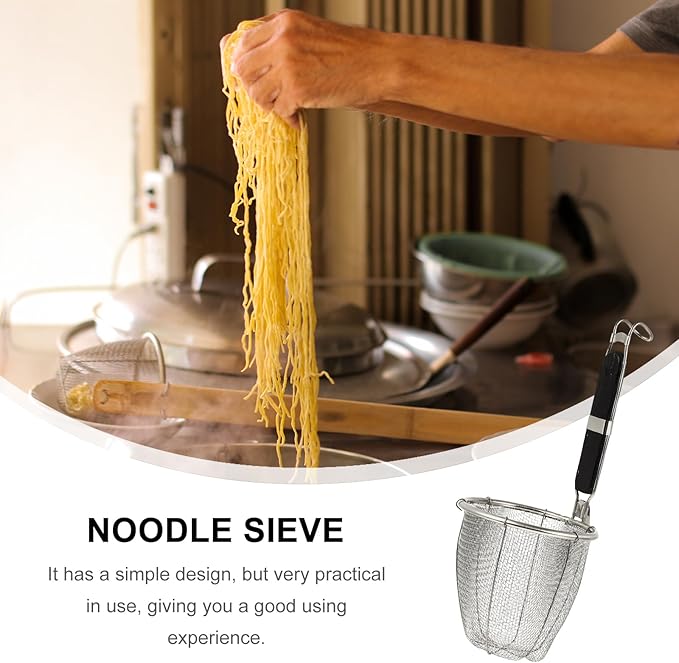 VILLCASE Noodle Cooking Basket 14 Inch Diameter Pasta Strainer with Handle for Boiling Noodles Dumplings Vegetables Kitchen Sifter