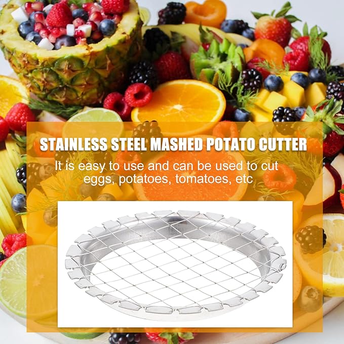 Hemoton Fruit Cube Cutter Stainless Steel Potato Chopper Boiled Egg Slicer Compact Kitchen Tool for Tomatoes and Vegetables 3.34X3.34 Inches