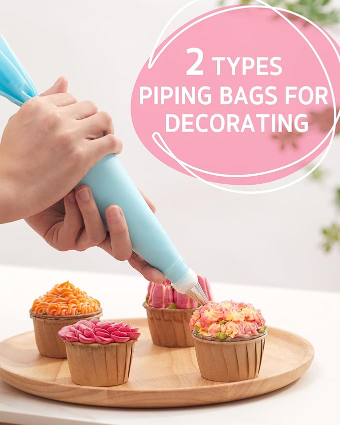 Syntus 65 PCs Cake Decorating Kit with Cake Stand Turntable, Cake Baking Supplies 30+1 Piping Bags, 24 Piping Tips, Offset & Straight Spatulas, 3 Scrapers, Leveler, 2 Couplers & 1 Tips Brush