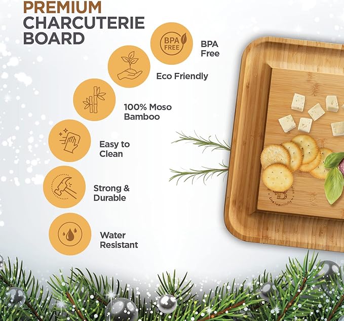 Charcuterie Board Gift Set - Bamboo Cheese Board and Knife Set - Housewarming Gifts for New Home, Wedding Gifts for Couples 2025, Bridal Shower Gifts, Birthday Gifts for Women