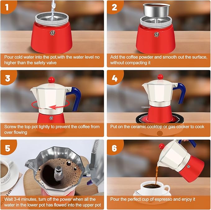 DITOSH 3 Cup Aluminum Espresso Stovetop Moka Pot Express Coffee Maker Percolator Italian Classic Mocha Coffee Machine for Italian and Cuban Cafe Brewing for Home & Camping 150ml 5oz