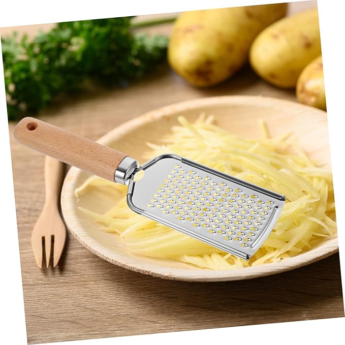 PRETYZOOM Stainless Steel Plane Grater and Zester Wooden Handle for Fruits and Vegetables Kitchen Gadget for Salad Preparation and Cooking
