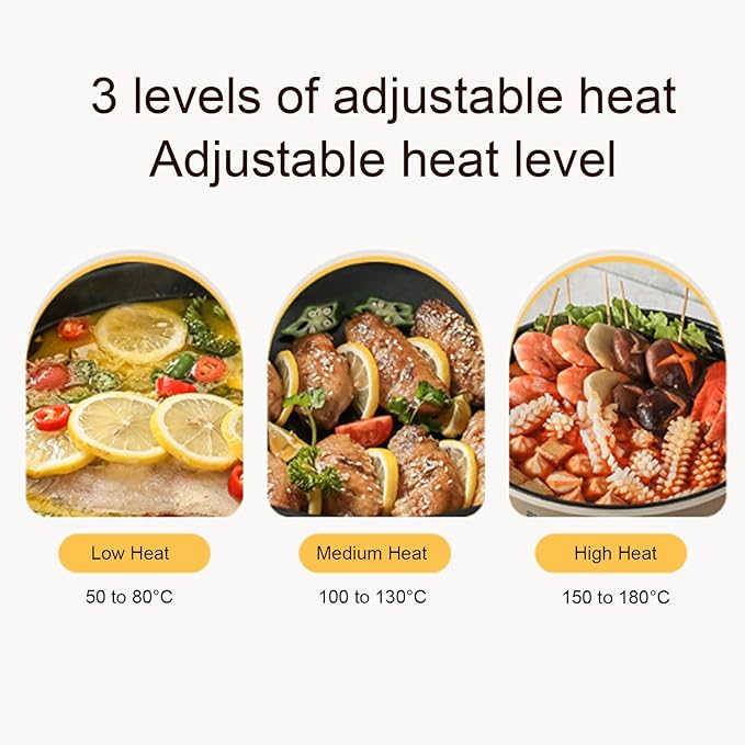 Hot Pot Electric with Steamer, 800W 3L Anti Scald Multifunctional Electric Cooker with Food Grade Nonstick Coating & Steam Basket for Steak Rice Noodles Soup (US Plug)