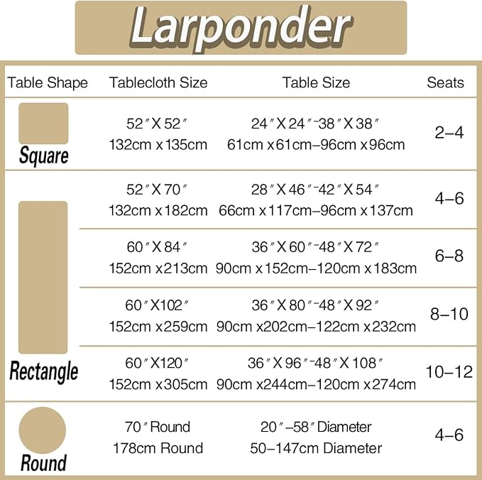 Larponder Tablecloth Rectangle, Jacquard Polyester Table Cloth, Washable & Spill Proof Table Cover for Spring Kitchen Dining Party Picnic (Square, 52" x 52", Gold)