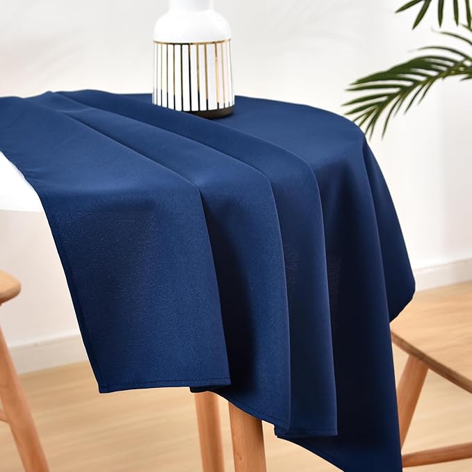 Wolkemer Small Square Tablecloth 36 x 36 Inch Washable Fabric Table Cloth Navy Blue Table Cover for Nightstand End Bedside Tables Tabletop Decoration
