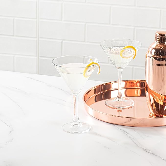 Restaurantware Cascata 9 Ounce Stemmed Martini Glasses Set Of 6 Tempered Martini Glasses - Chip-Resistant Fine-Blown Glass Martini Glass Set Dishwasher-Safe For Martinis Or Cocktails