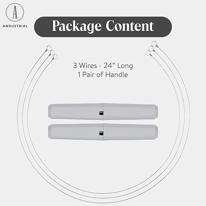 ANDUSTRIAL Stainless Steel Cheese Cutting Replacement Wires For Soft and Hard Cheese - Easy to Use and Clean - 3 Wires 24" + 1 Pair Egronomic Plastic Handle