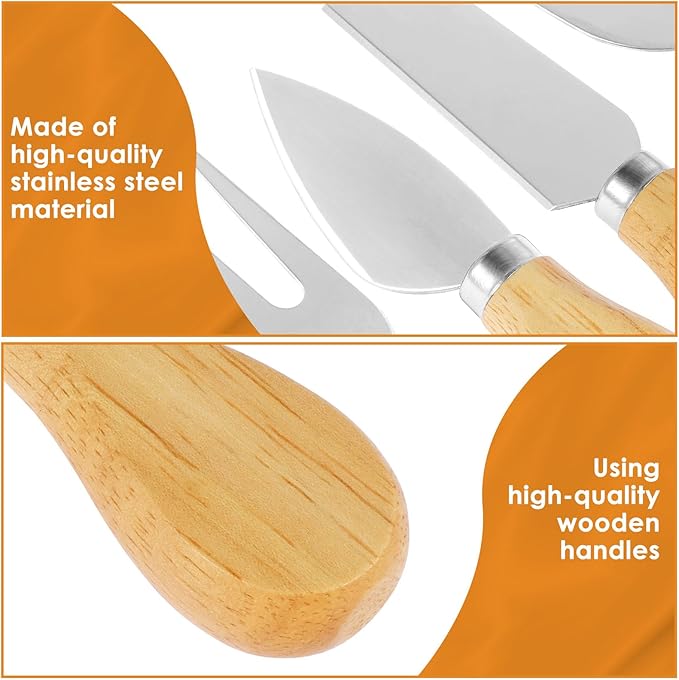32Pcs Cheese Knives Set Stainless Steel Cheese Knife Spreaders BULK Butter Cutter Cheese Cutting Spatula Forks Wooden Handle Small Cheese Spreader Tool Cheese Knives for Charcuterie Board Christmas