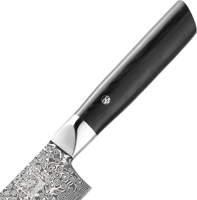 zayiko Black Edition Damascus Knife Gyuto I 20 cm blade made of 67 layers of VG10 Damascus steel I Ergonomic Pakkawood handle I Professional kitchen knife for meat, fish & vegetables I In a gift box