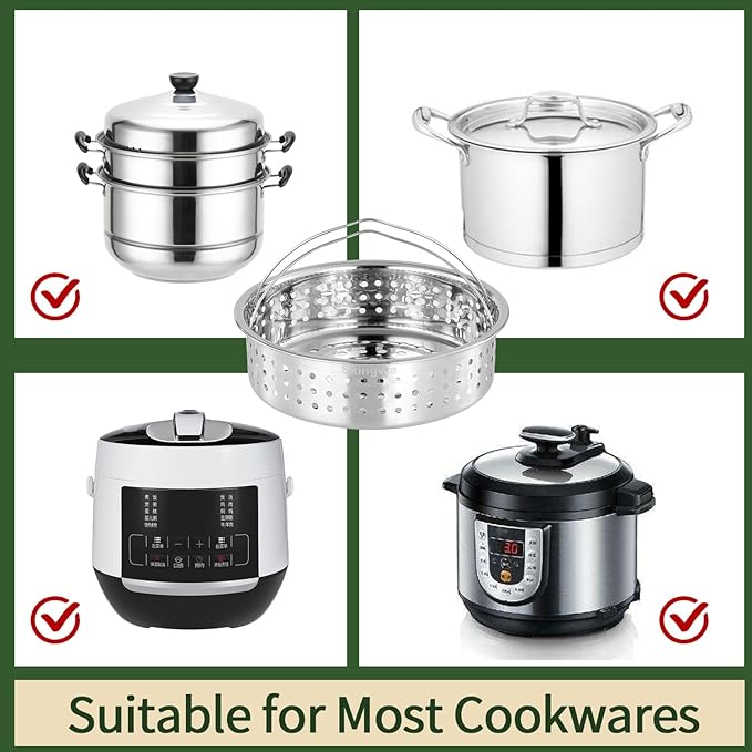 Steamer Basket,Steamer Basket Insert for 6,8 Pots (Bottom Big hole)