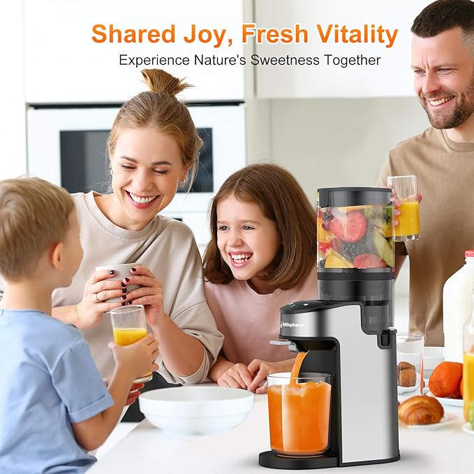 CFR637 Cold Press Juicer,400W Slow Masticating Juicer,4.9"Wide Feed Chute Juicer Machines for Whole Vegetables & Fruits,Advanced Touch Sensing Switch, (Silver)