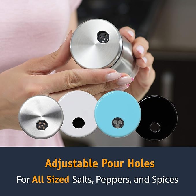 Salt and Pepper Shakers Set with Adjustable Pour Holes by CHEFVANTAGE - Bronze